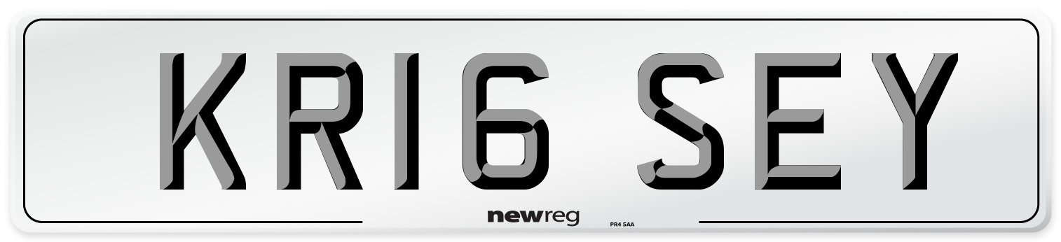 KR16 SEY Number Plate from New Reg
